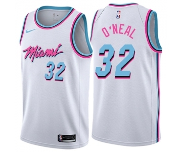 Men's Nike Miami Heat #32 Shaquille O'Neal Authentic White NBA Jersey - City Edition