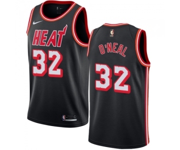 Men's Nike Miami Heat #32 Shaquille O'Neal Swingman Black Black Fashion Hardwood Classics NBA Jersey