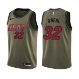 Men's Nike Miami Heat #32 Shaquille O'Neal Swingman Green Salute to Service NBA Jersey