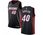 Men's Nike Miami Heat #40 Udonis Haslem Swingman Black Road NBA Jersey - Icon Edition