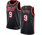 Men's Nike Miami Heat #9 Kelly Olynyk Swingman Black Black Fashion Hardwood Classics NBA Jersey