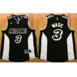 Miami Heat #3 Dwyane Wade Black White Stitched NBA Jersey