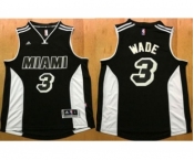 Miami Heat #3 Dwyane Wade Black White Stitched NBA Jersey