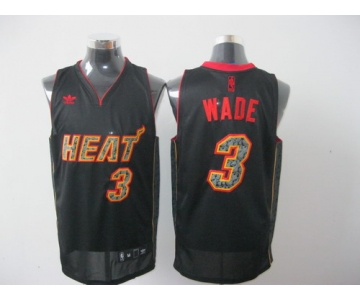 nba miami heat #3 wade black[black orange number][fans edition]