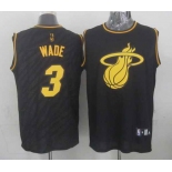 nba miami heat #3 wade black[gold lettering fashion]