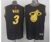 nba miami heat #3 wade black[gold lettering fashion]