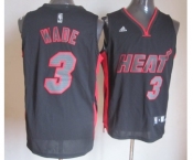 nba miami heat #3 wade dark grey[red-grey number]