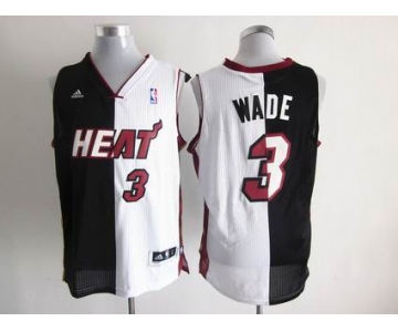 nba miami heat #3 wade white-black[strip][revolution 30 swingman]