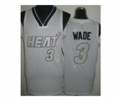 nba miami heat #3 wade white[silver number]