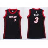 NBA Women Heat #3 Dwyane Wade Black Dress Stitched Jerseys