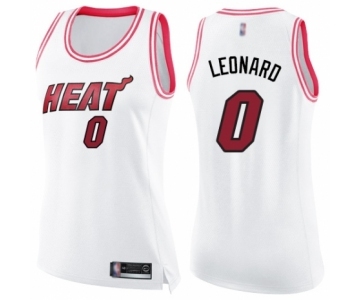 Women's Miami Heat #0 Meyers Leonard Swingman White Pink Fashion Basketball Jersey