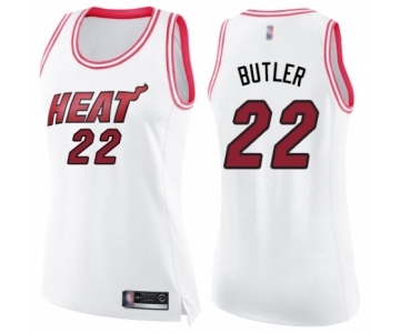 Women's Miami Heat #22 Jimmy Butler Swingman White Pink Fashion Basketball Jersey