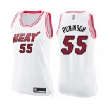 Women's Miami Heat #55 Duncan Robinson Swingman White Pink Fashion Basketball Jersey