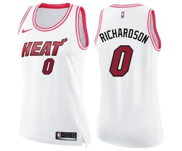 Women's Nike Miami Heat #0 Josh Richardson Swingman White Pink Fashion NBA Jersey