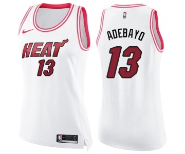 Women's Nike Miami Heat #13 Edrice Adebayo Swingman White Pink Fashion NBA Jersey