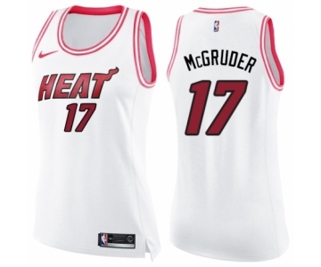 Women's Nike Miami Heat #17 Rodney McGruder Swingman White Pink Fashion NBA Jersey