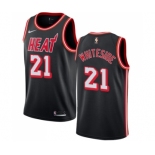 Women's Nike Miami Heat #21 Hassan Whiteside Swingman Black Black Fashion Hardwood Classics NBA Jersey