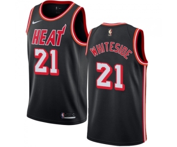 Women's Nike Miami Heat #21 Hassan Whiteside Swingman Black Black Fashion Hardwood Classics NBA Jersey