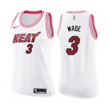 Women's Nike Miami Heat #3 Dwyane Wade Swingman White Pink Fashion NBA Jersey