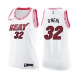 Women's Nike Miami Heat #32 Shaquille O'Neal Swingman White Pink Fashion NBA Jersey