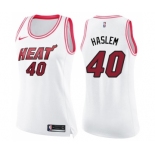 Women's Nike Miami Heat #40 Udonis Haslem Swingman White Pink Fashion NBA Jersey