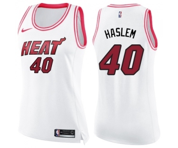 Women's Nike Miami Heat #40 Udonis Haslem Swingman White Pink Fashion NBA Jersey