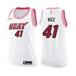 Women's Nike Miami Heat #41 Glen Rice Swingman White Pink Fashion NBA Jersey