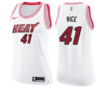 Women's Nike Miami Heat #41 Glen Rice Swingman White Pink Fashion NBA Jersey