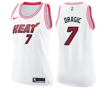 Women's Nike Miami Heat #7 Goran Dragic Swingman White Pink Fashion NBA Jersey