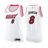 Women's Nike Miami Heat #8 Tyler Johnson Swingman White Pink Fashion NBA Jersey