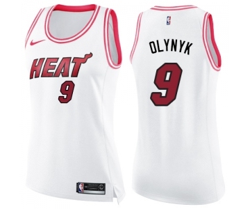 Women's Nike Miami Heat #9 Kelly Olynyk Swingman White Pink Fashion NBA Jersey