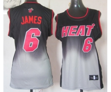 women nba miami heat #6 james black-grey