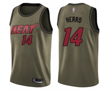 Youth Miami Heat #14 Tyler Herro Swingman Green Salute to Service Basketball Jersey