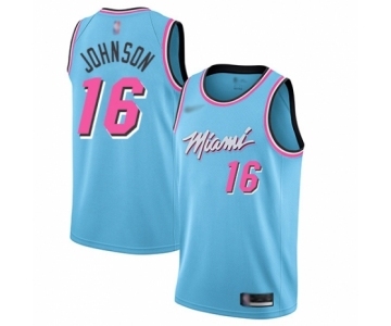 Youth Miami Heat #16 James Johnson Swingman Blue Basketball Jersey - 2019-20 City Edition