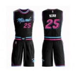 Youth Miami Heat #25 Kendrick Nunn Swingman Black Basketball Suit Jersey - City Edition