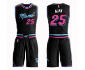 Youth Miami Heat #25 Kendrick Nunn Swingman Black Basketball Suit Jersey - City Edition