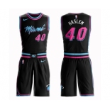 Youth Miami Heat #40 Udonis Haslem Swingman Black Basketball Suit Jersey - City Edition