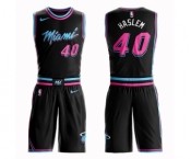 Youth Miami Heat #40 Udonis Haslem Swingman Black Basketball Suit Jersey - City Edition