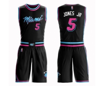 Youth Miami Heat #5 Derrick Jones Jr Swingman Black Basketball Suit Jersey - City Edition