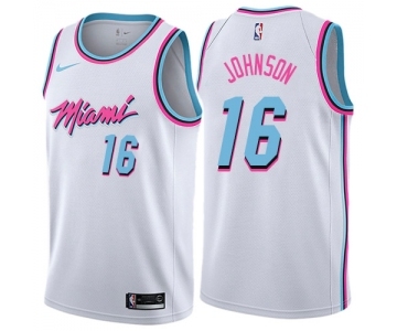 Youth Nike Miami Heat #16 James Johnson Swingman White NBA Jersey - City Edition