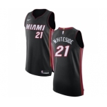 Youth Nike Miami Heat #21 Hassan Whiteside Authentic Black Road NBA Jersey - Icon Edition