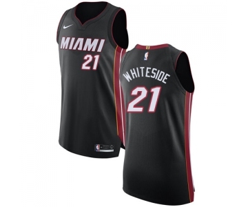 Youth Nike Miami Heat #21 Hassan Whiteside Authentic Black Road NBA Jersey - Icon Edition