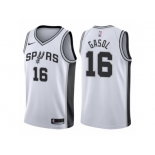 Men Adidas San Antonio Spurs #16 Pau Gasol Swingman 2017-18 White NBA Jersey