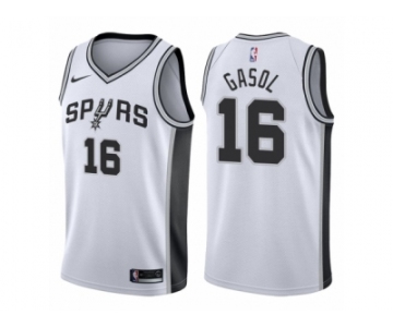 Men Adidas San Antonio Spurs #16 Pau Gasol Swingman 2017-18 White NBA Jersey