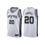 Men Adidas San Antonio Spurs #20 Manu Ginobili Swingman 2017-18 Icon White NBA Jersey