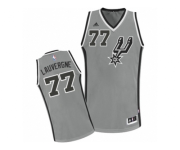 Men Adidas San Antonio Spurs #77 Joffrey Lauvergne Swingman Silver Grey Alternate NBA Jersey