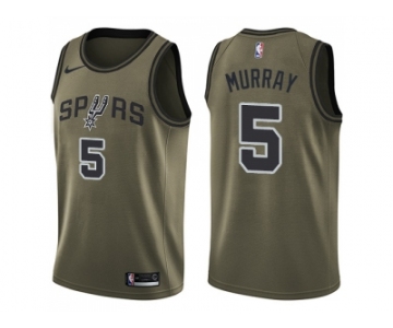 Men Nike San Antonio Spurs #5 Dejounte Murray Green Salute to Service NBA Swingman Jersey