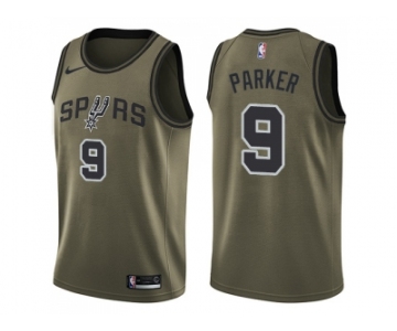 Men Nike San Antonio Spurs #9 Tony Parker Green Salute to Service NBA Swingman Jersey