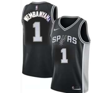 Men' San Antonio Spurs #1 Victor Wembanyama Black Association Edition Stitched Jersey