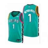 Men' San Antonio Spurs #1 Victor Wembanyama Teal 2022 City Edition Swingman Stitched Jersey